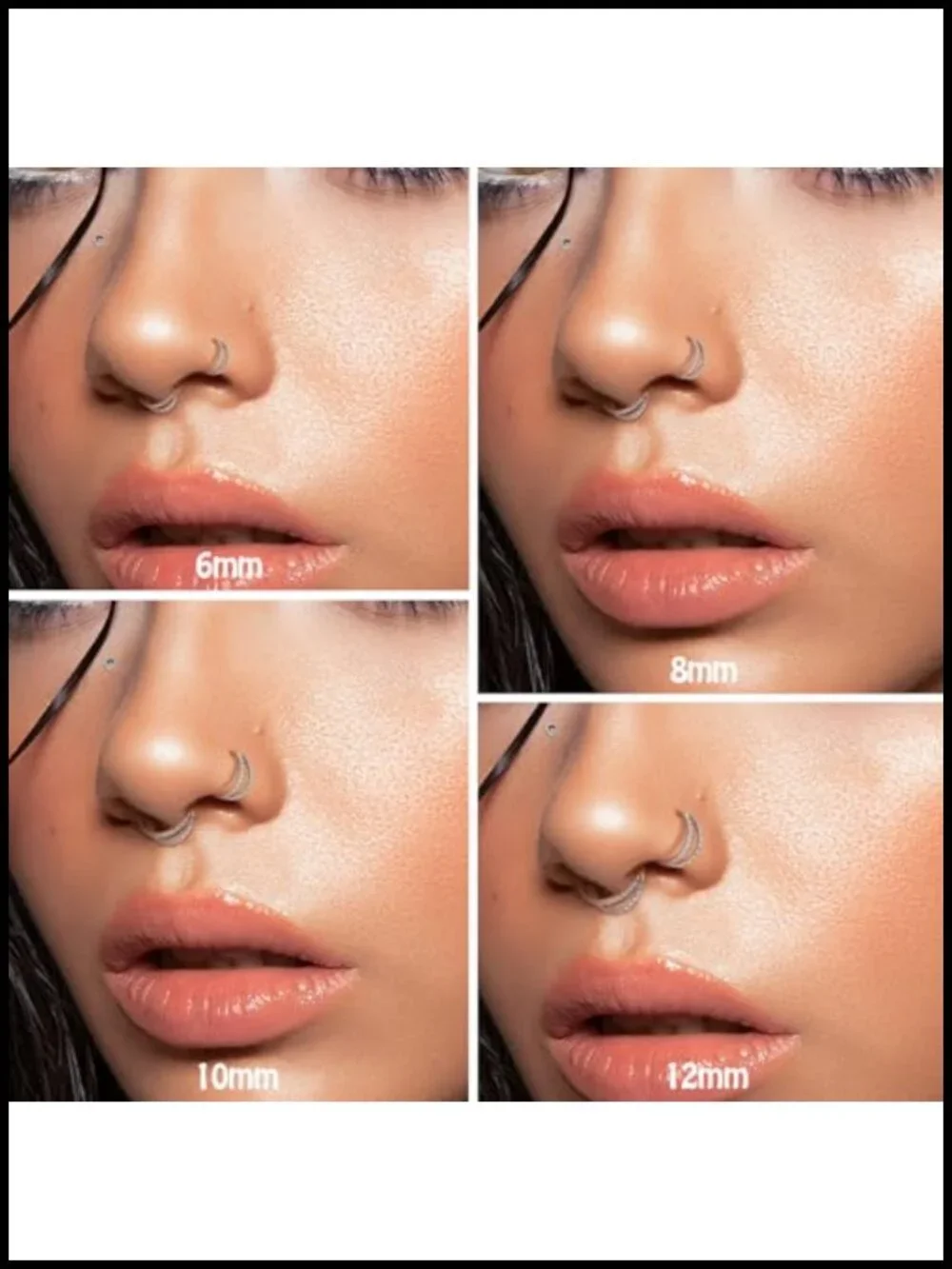 Double Hoop Nose Ring G23 Titanium CZ Nose Hoop 20G 8mm Silver